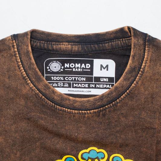 Nomad Sari Stonewashed Cotton T-Shirt - Sun & Zodiac - Brown - Medium - Luna Panther alternate view