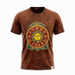 Nomad Sari Stonewashed Cotton T-Shirt - Sun & Zodiac - Brown - Small - Luna Panther