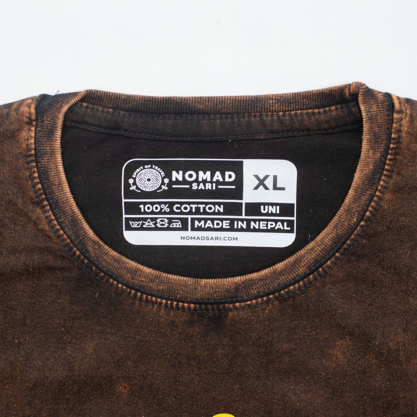 Nomad Sari Stonewashed Cotton T-Shirt - Sun & Zodiac - Brown - XL - Luna Panther