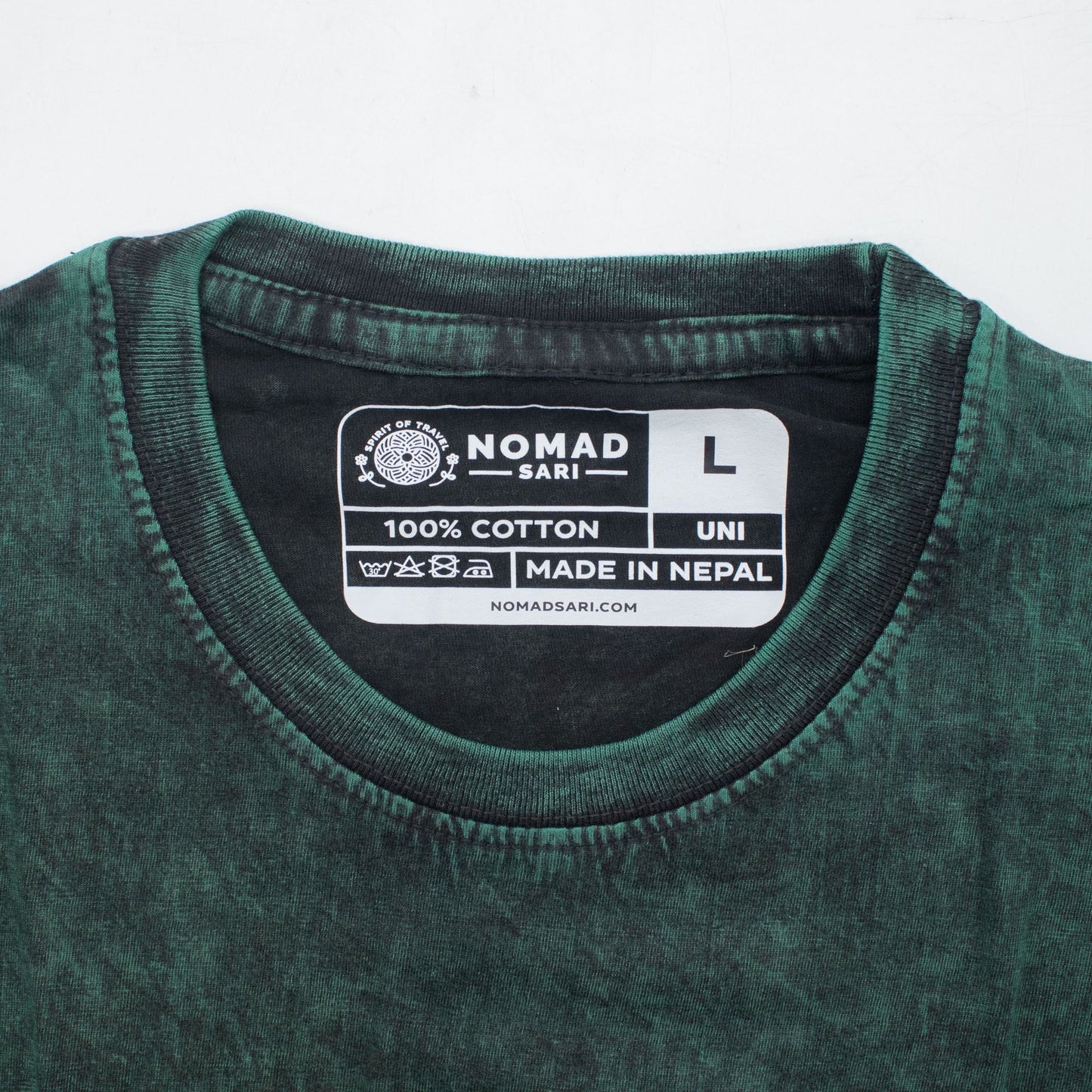 Nomad Sari Stonewashed Cotton T-Shirt - Tree of Life - Green - Large - Luna Panther