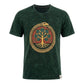 Nomad Sari Stonewashed Cotton T-Shirt - Tree of Life - Green - Medium - Luna Panther