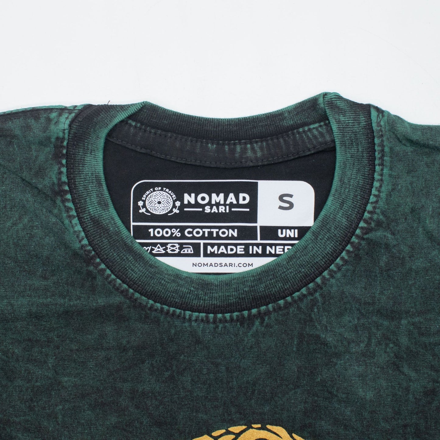 Nomad Sari Stonewashed Cotton T-Shirt - Tree of Life - Green - Small - Luna Panther