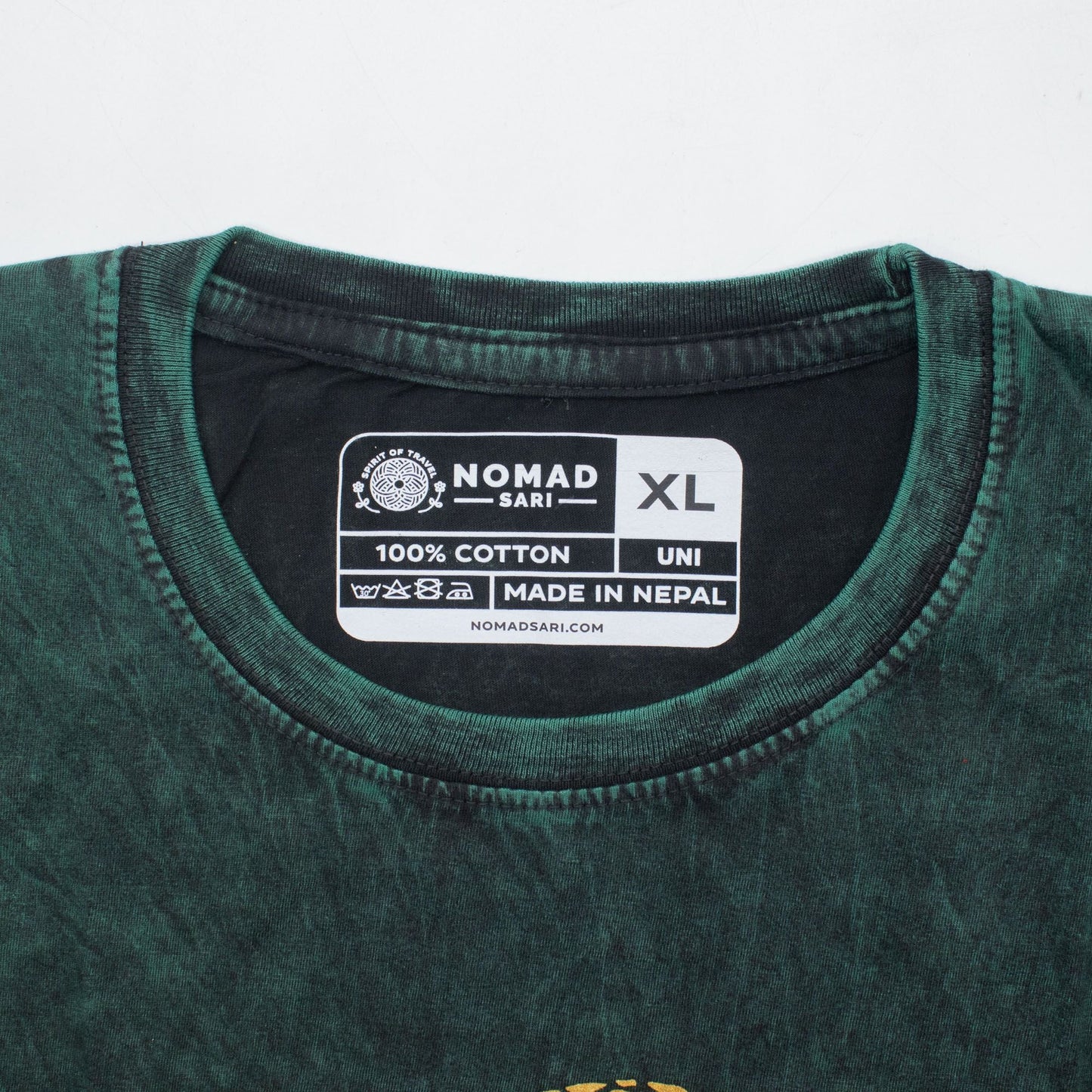 Nomad Sari Stonewashed Cotton T-Shirt - Tree of Life - Green - XL - Luna Panther