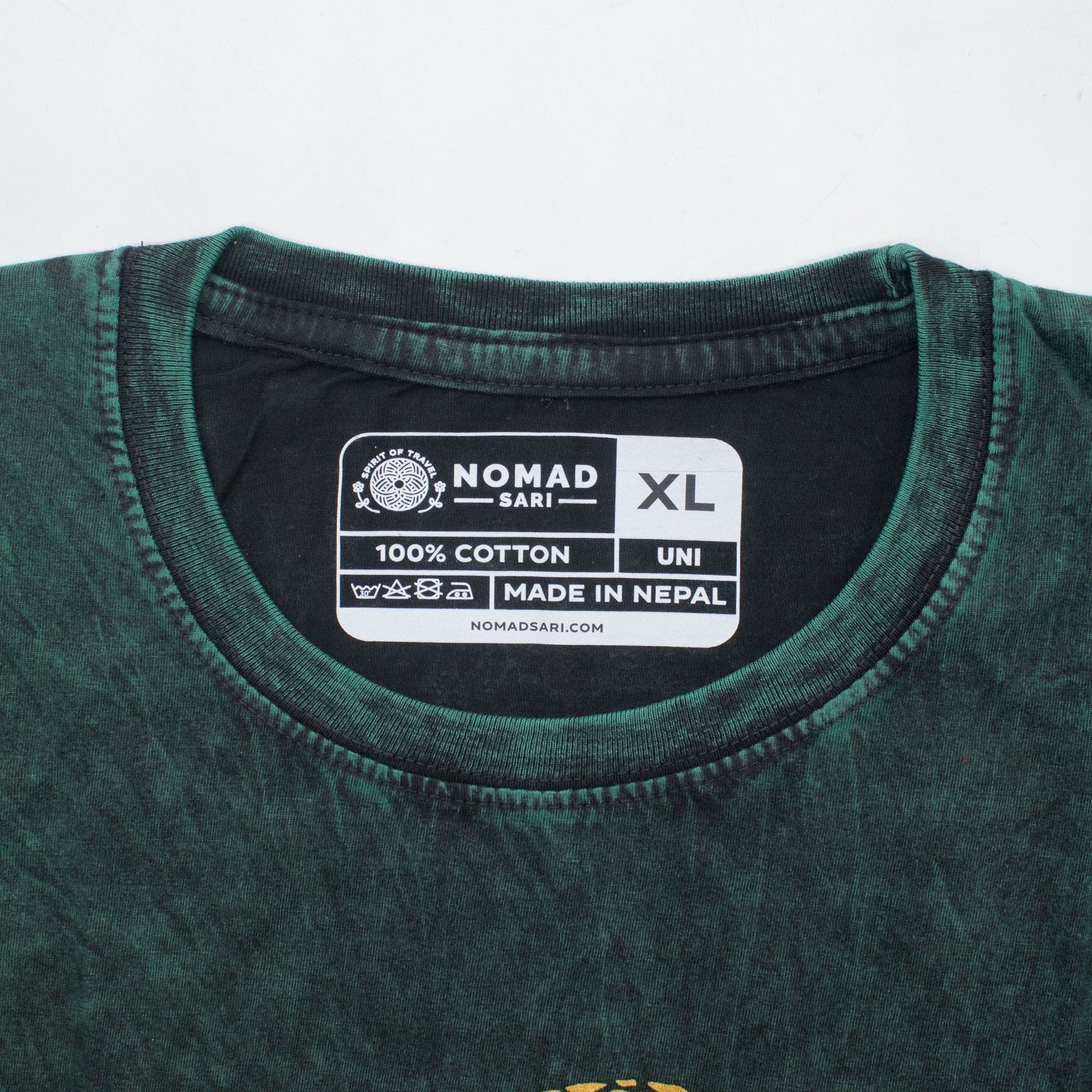 Nomad Sari Stonewashed Cotton T-Shirt - Tree of Life - Green - XL - Luna Panther