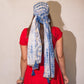 Nomad Sari Summer Marbella Print Scarf - Blue with Gold (180x50cm) - Luna Panther