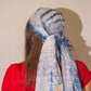 Nomad Sari Summer Marbella Print Scarf - Blue with Gold (180x50cm) - Luna Panther