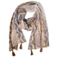 Nomad Sari Summer Marbella Print Scarf - Coffee with Gold (180x50cm) - Luna Panther