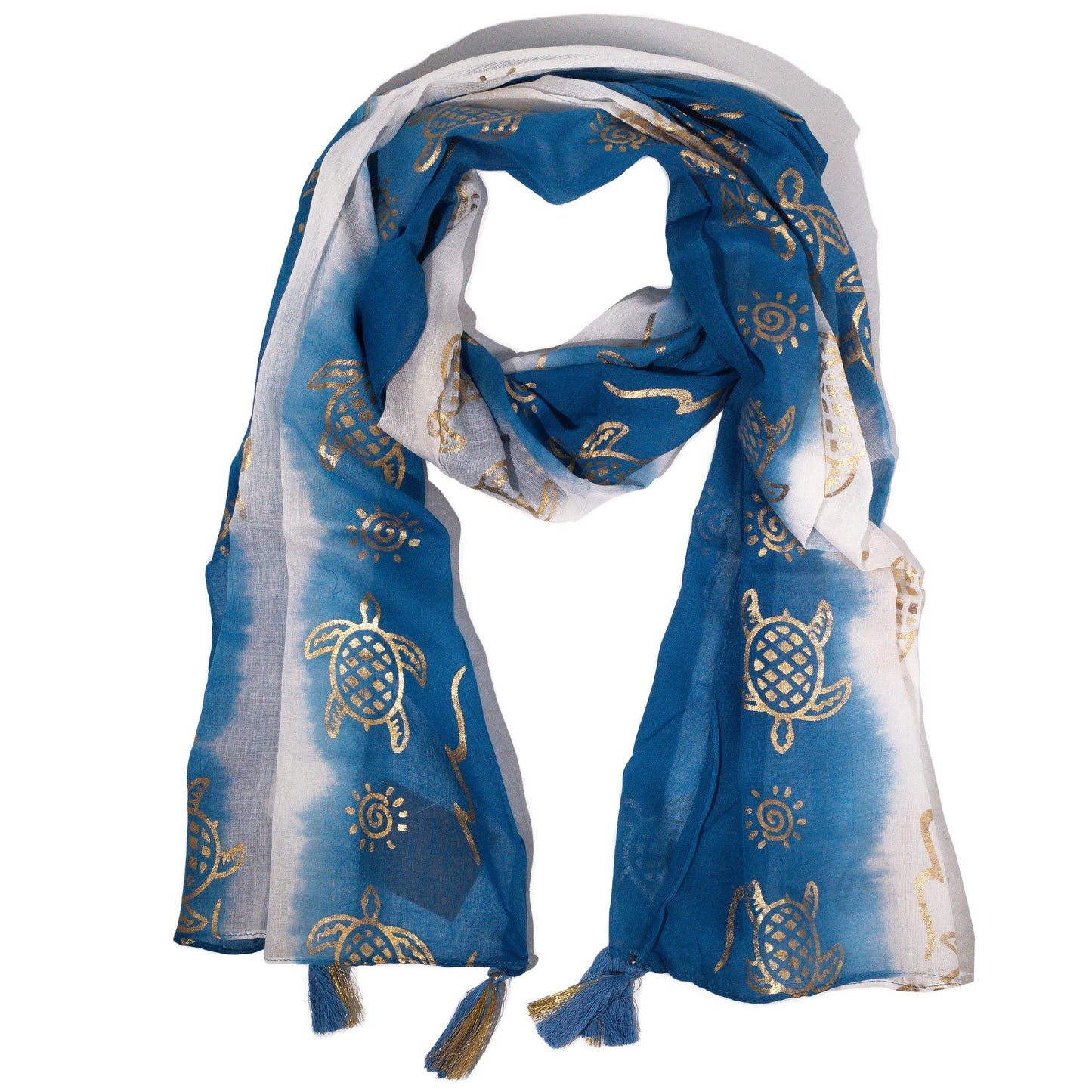 Nomad Sari Summer Turtle Print Scarf - Sea Blue (180x50cm) - Luna Panther