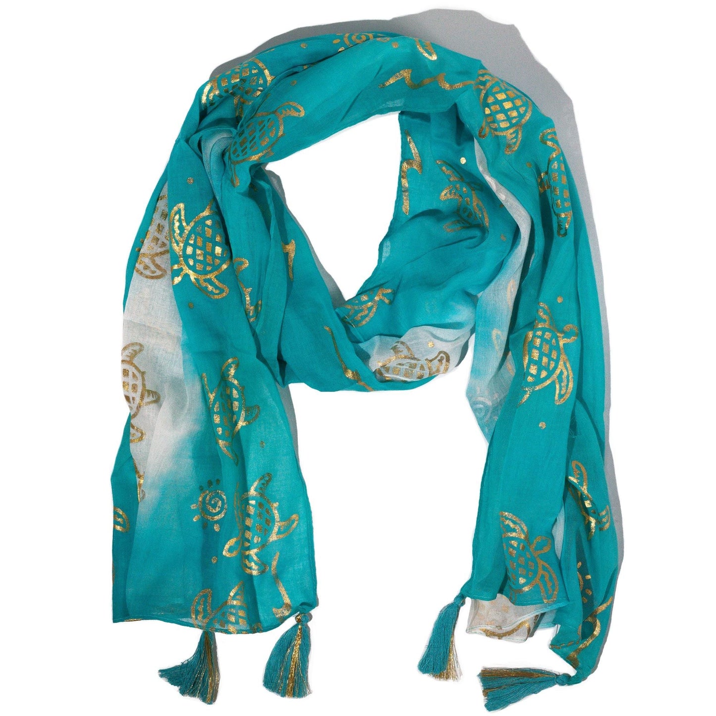 Nomad Sari Summer Turtle Print Scarf - Turquoise (180×50 cm) - Luna Panther
