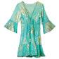 Nomad Sari Turquoise & Gold Coral Print Dress (L/XL) - Luna Panther