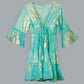 Nomad Sari Turquoise & Gold Coral Print Dress (L/XL) - Luna Panther