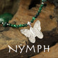 Nymph Malachite Gemstone Necklace with Real Leaf Butterfly Pendant — necklace, image 1 of 10.