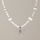 Nymph Rose Quartz Gemstone Necklace with Real Leaf Butterfly Pendant — necklace, image 1 of 8.