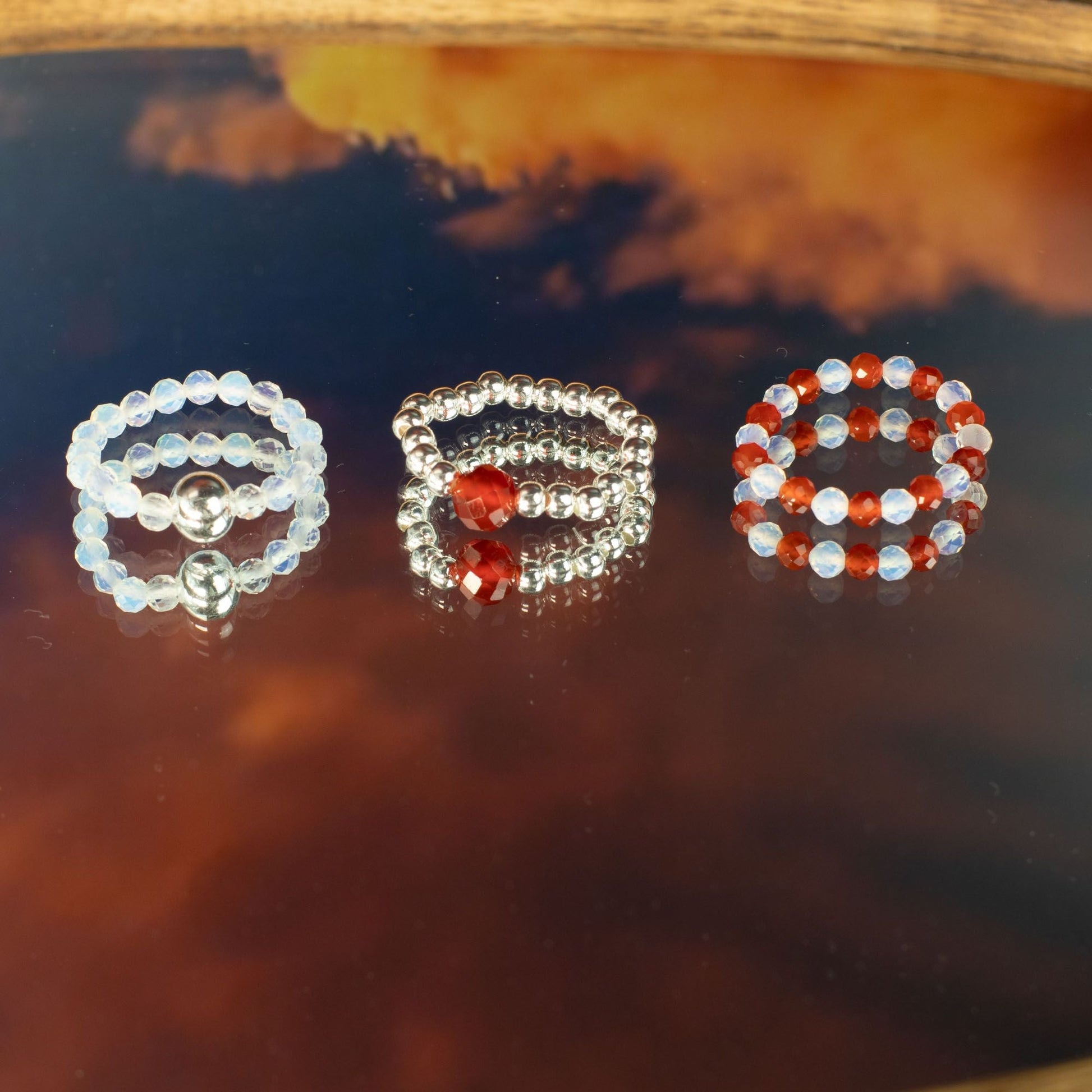 Nymph Spirit Gemstone Ring Set - Blood Moon - Luna Panther