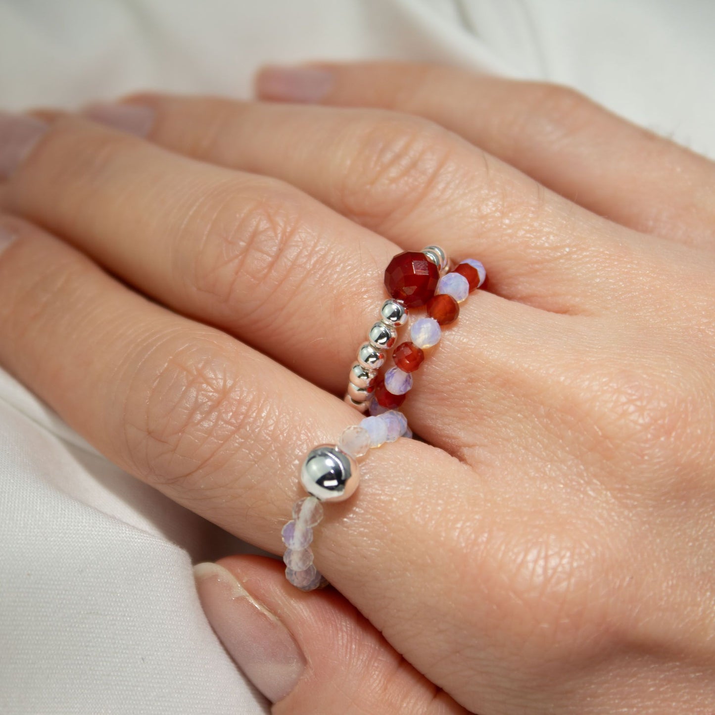 Nymph Spirit Gemstone Ring Set - Blood Moon - Luna Panther