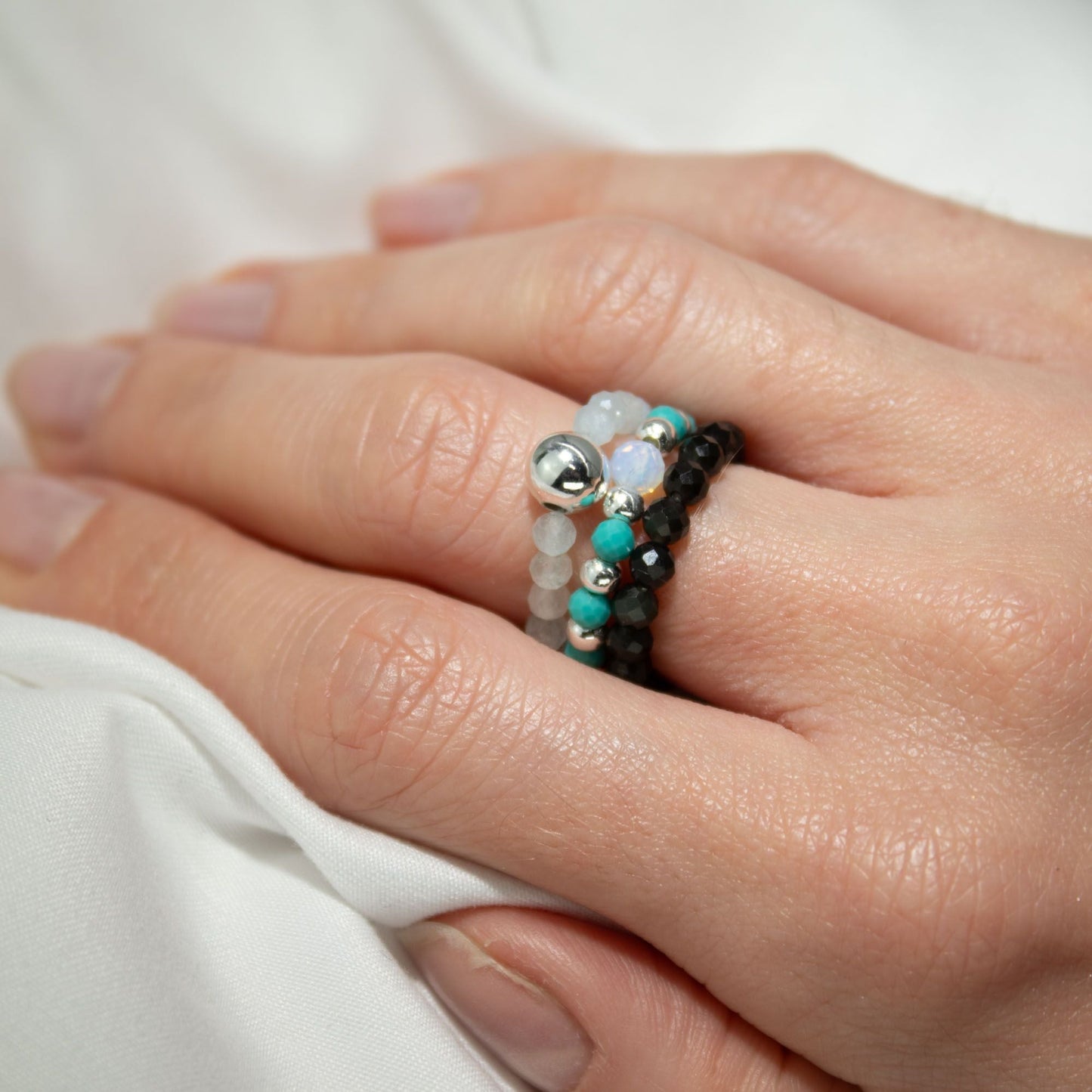 Nymph Spirit Gemstone Ring Set - Endless Ocean - Luna Panther