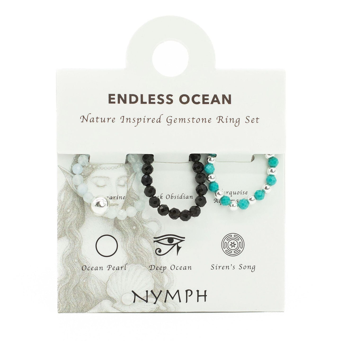 Nymph Spirit Gemstone Ring Set - Endless Ocean - Luna Panther