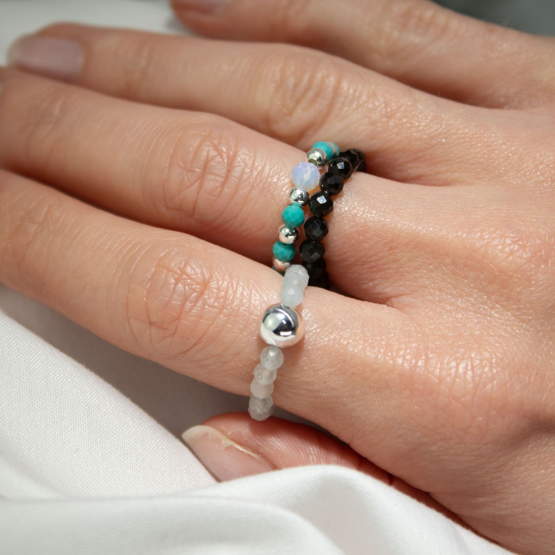 Nymph Spirit Gemstone Ring Set - Endless Ocean - Luna Panther