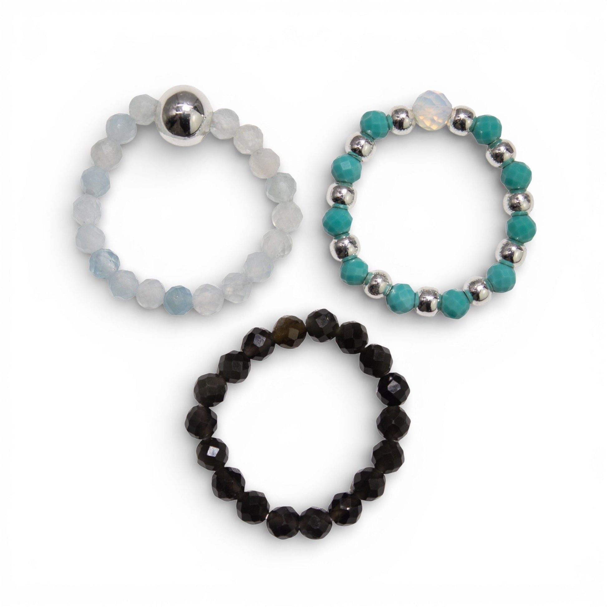 Nymph Spirit Gemstone Ring Set - Endless Ocean - Luna Panther