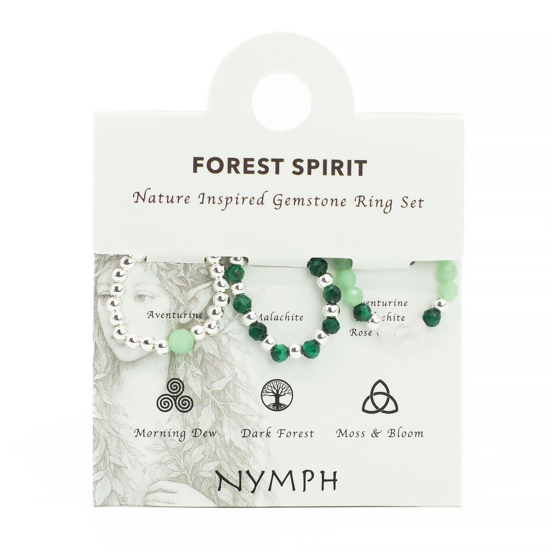 Nymph Spirit Gemstone Ring Set - Forest Spirit - Luna Panther