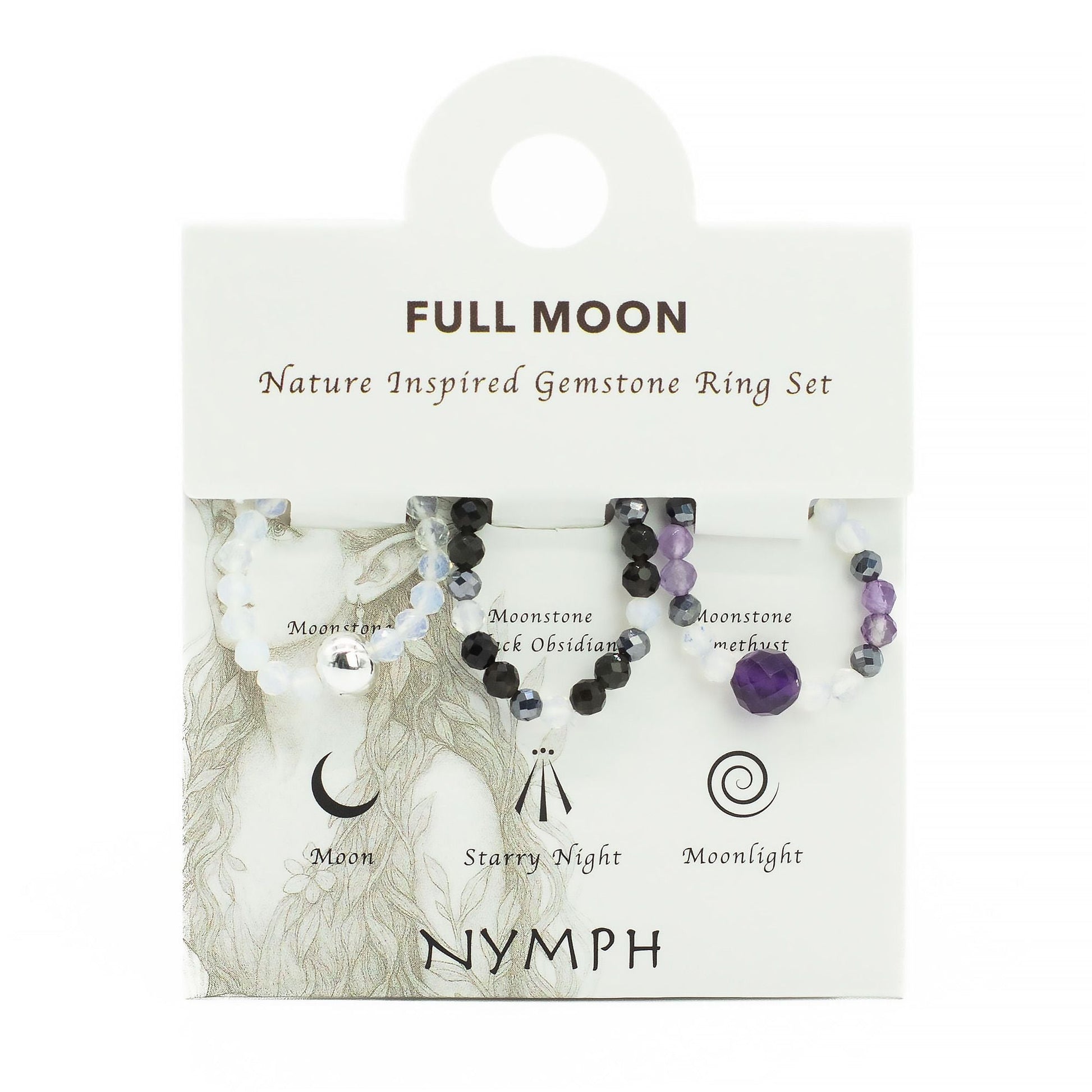 Nymph Spirit Gemstone Ring Set - Full Moon - Luna Panther