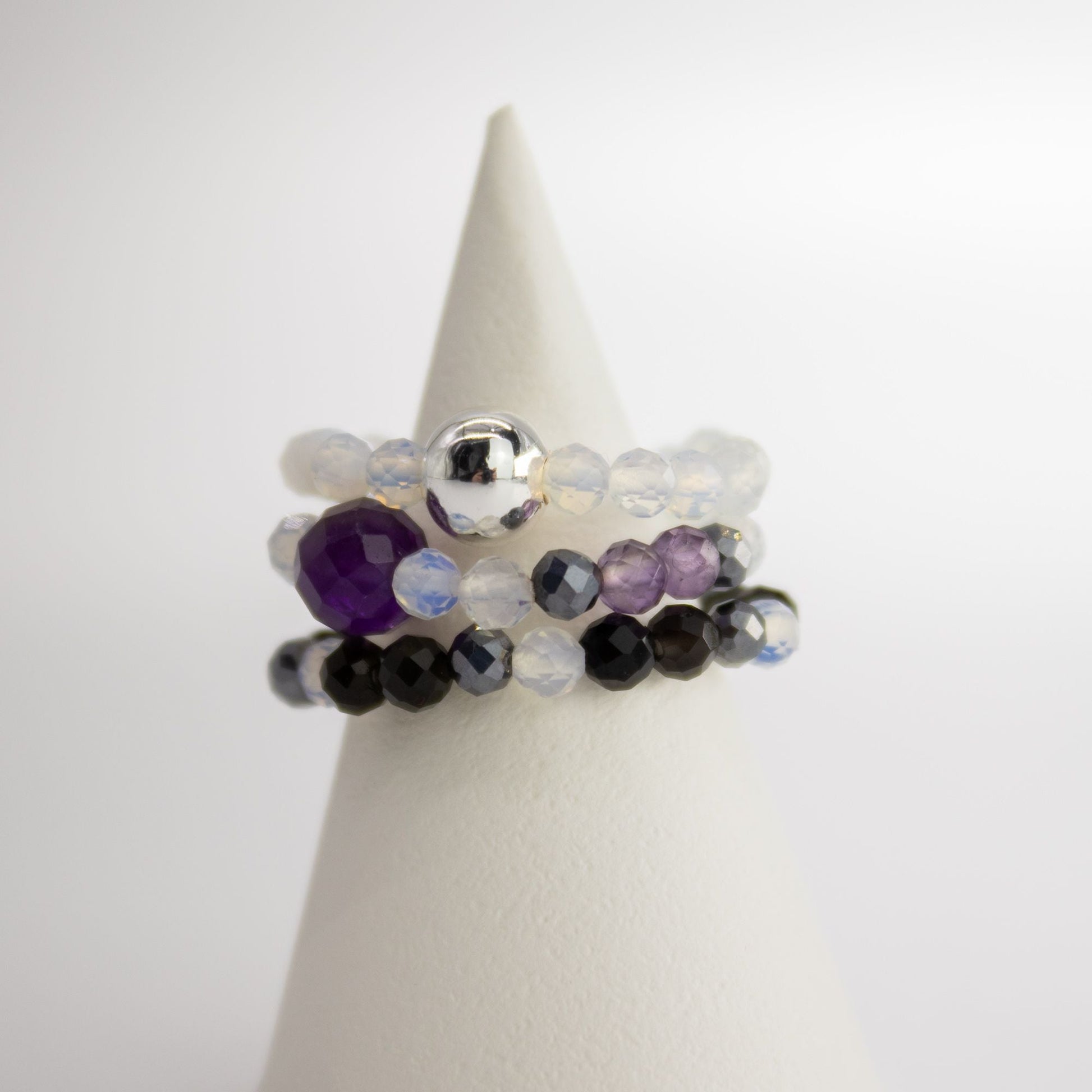 Nymph Spirit Gemstone Ring Set - Full Moon - Luna Panther