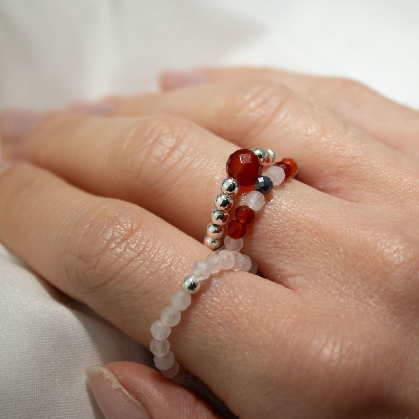 Nymph Spirit Gemstone Ring Set - Love & Flame - Luna Panther