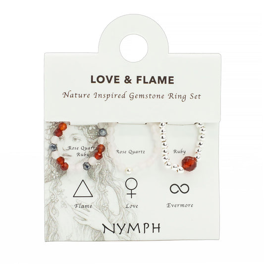 Nymph Spirit Gemstone Ring Set - Love & Flame - Luna Panther