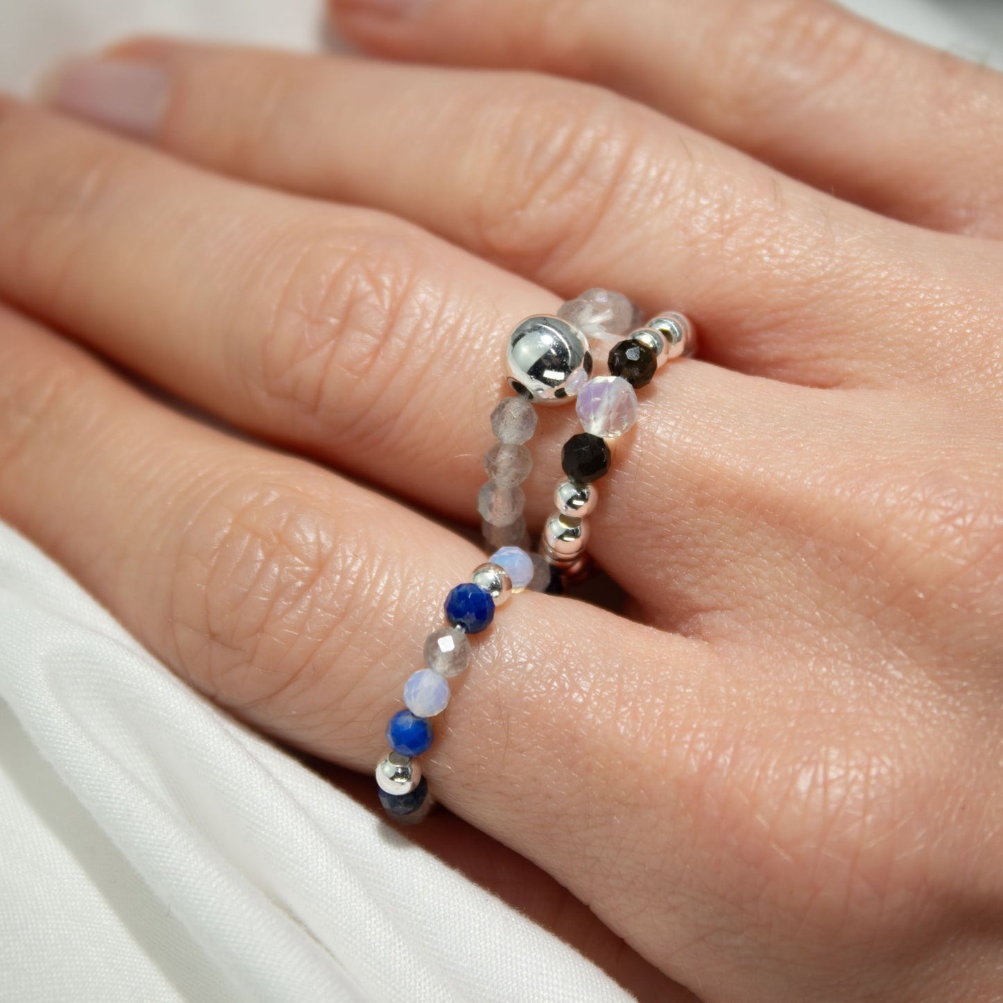 Nymph Spirit Gemstone Ring Set - Northern Lights - Luna Panther
