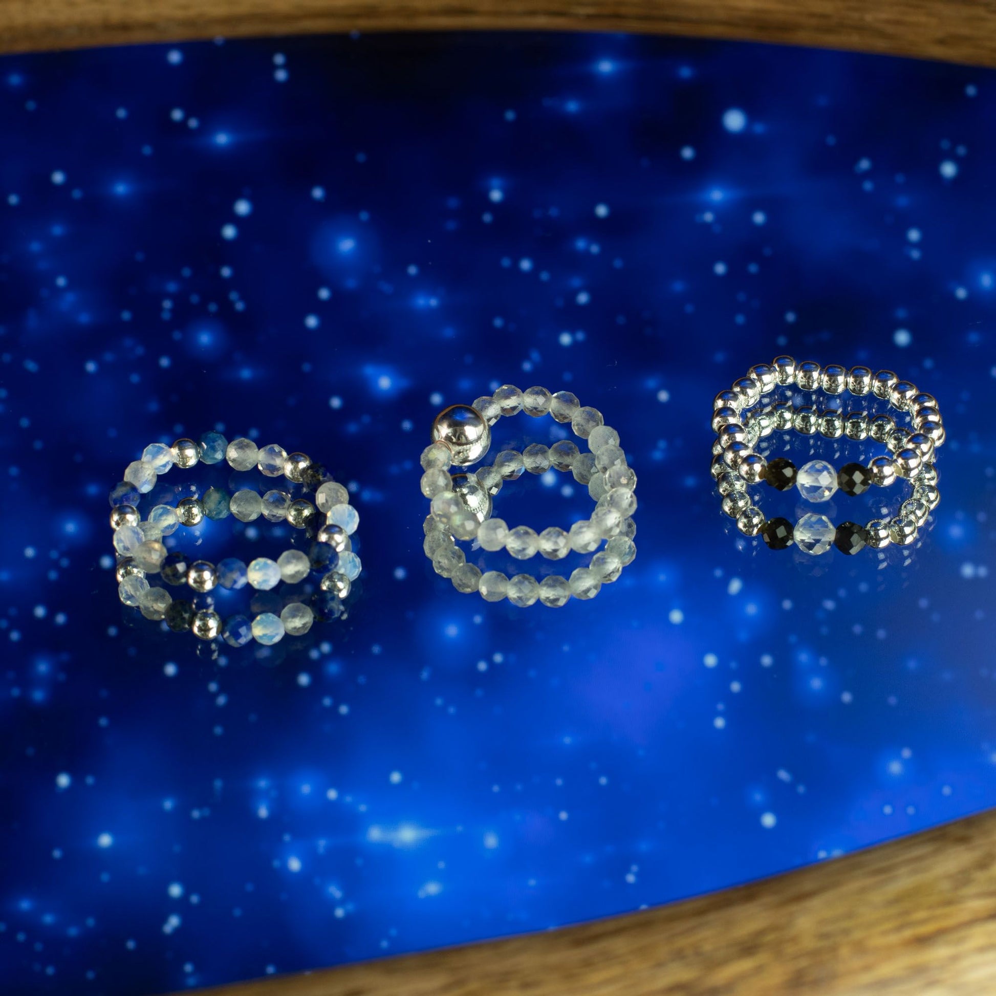 Nymph Spirit Gemstone Ring Set - Northern Lights - Luna Panther
