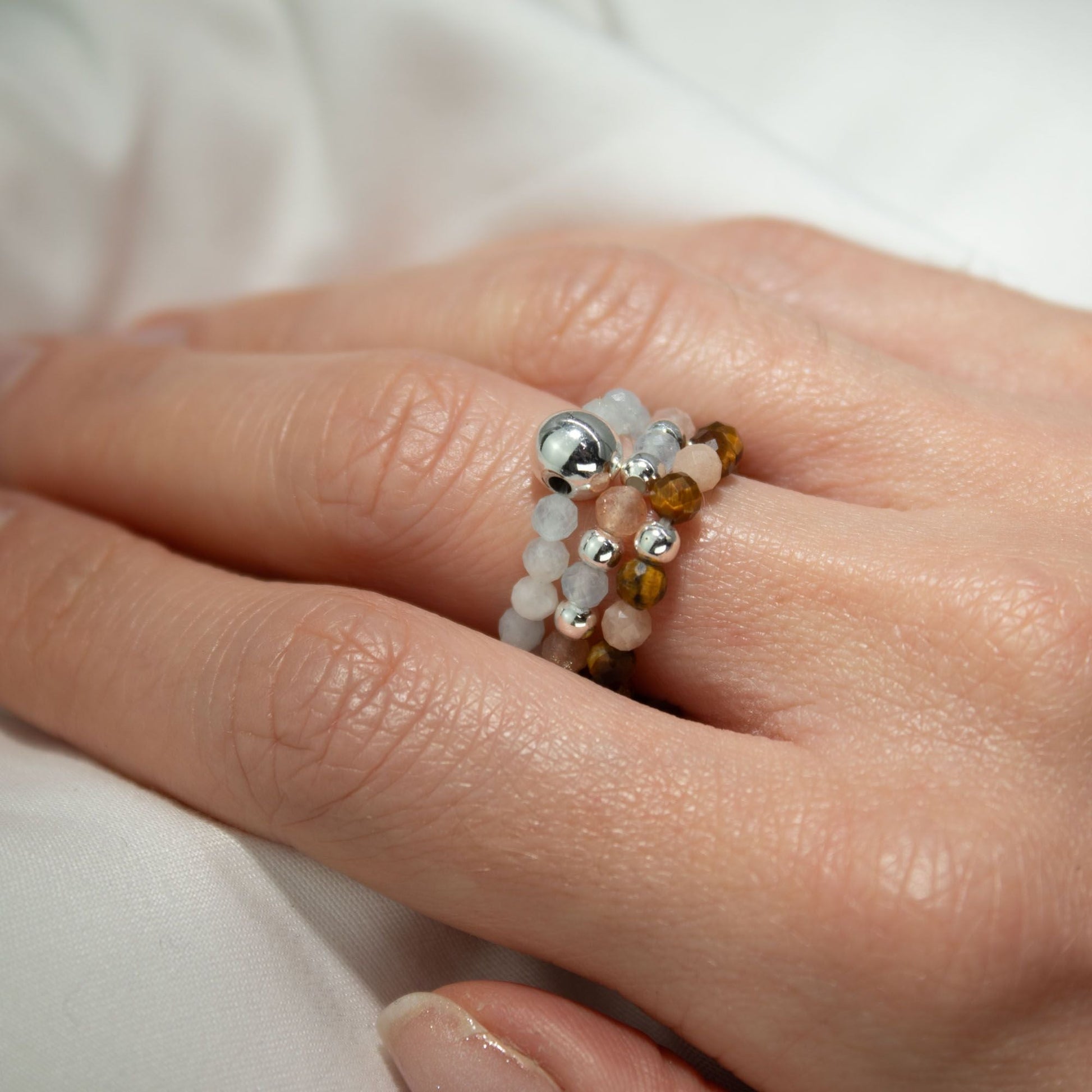 Nymph Spirit Gemstone Ring Set - Sea Sunset - Luna Panther