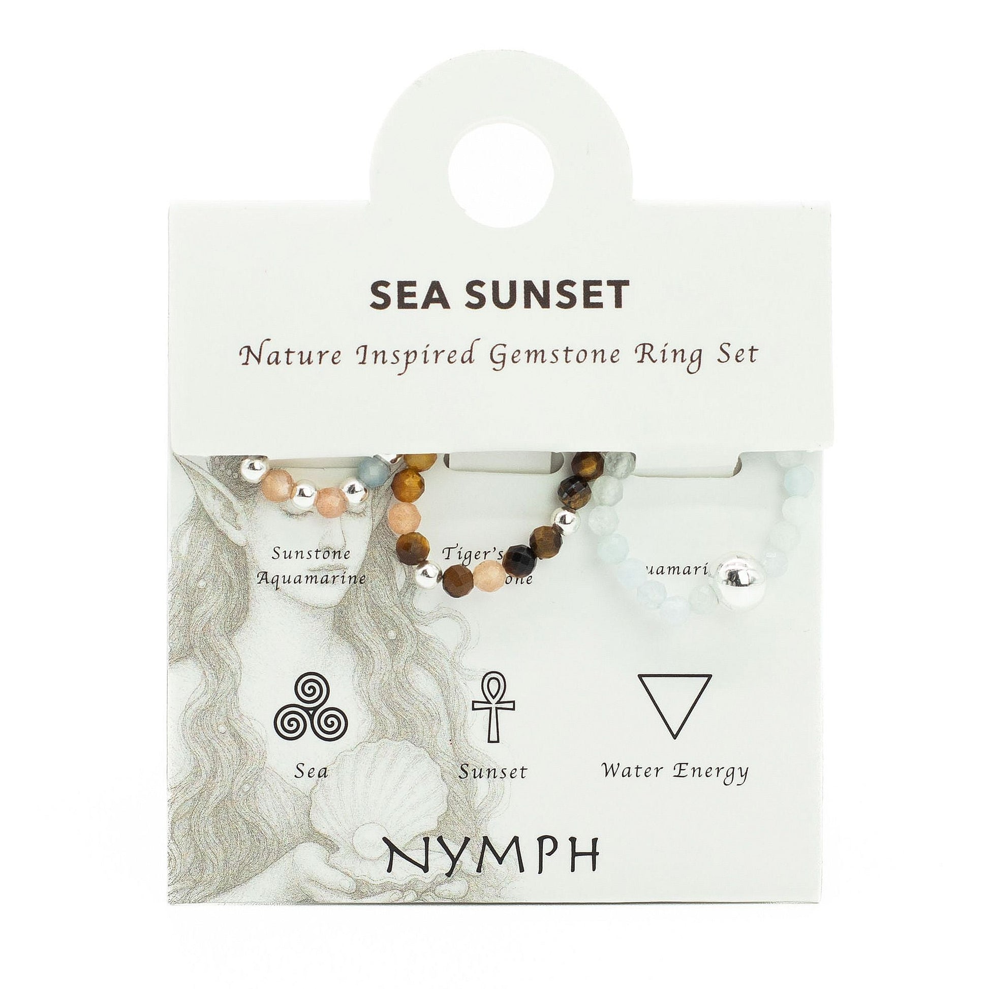 Nymph Spirit Gemstone Ring Set - Sea Sunset - Luna Panther