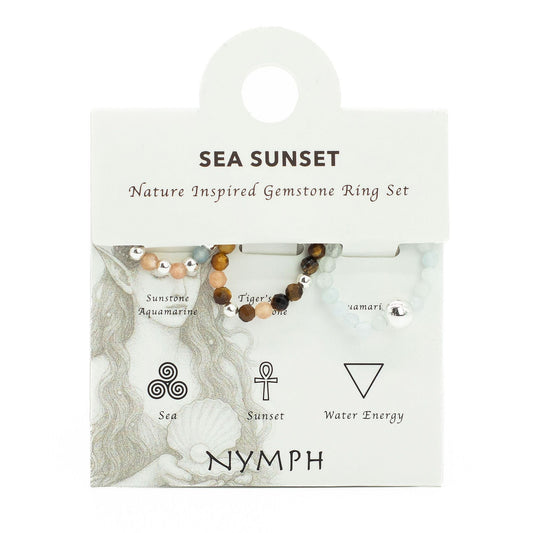 Nymph Spirit Gemstone Ring Set - Sea Sunset - Luna Panther