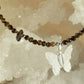 Nymph Tiger's Eye Gemstone Necklace with Real Leaf Butterfly Pendant — necklace, image 5 of 9.