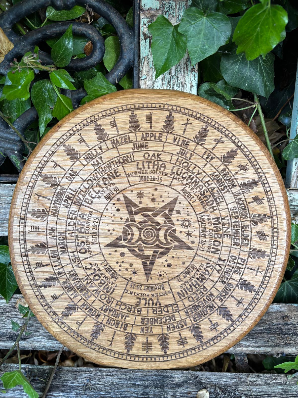 Polished Ogham Runes Calendar Oak featuring natural patterning and unique variations - Luna Panther