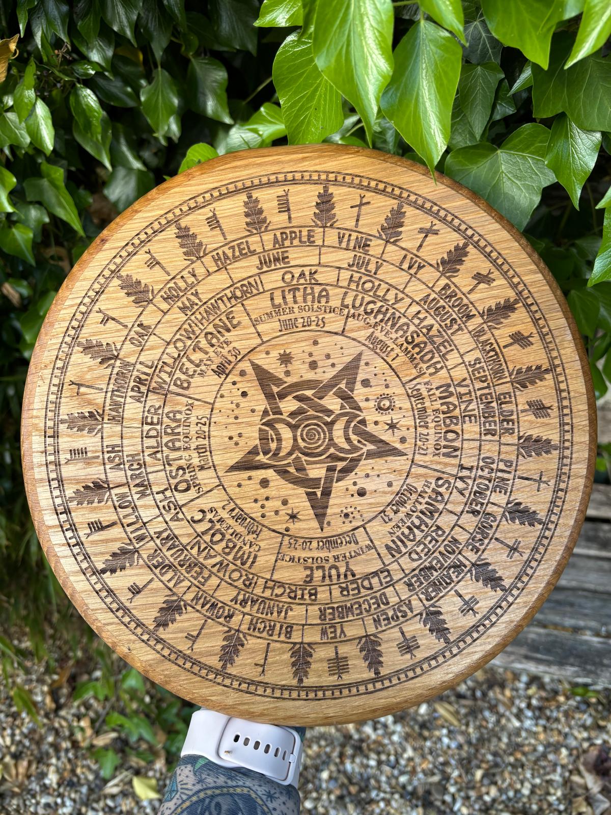 Polished Ogham Runes Calendar Oak featuring natural patterning and unique variations - Luna Panther