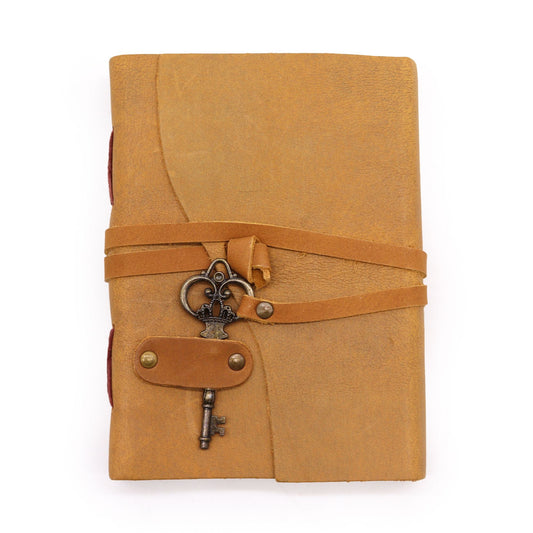 Oiled Tan Leather & Key - 200 pages - 13x18cm - Luna Panther alternate view