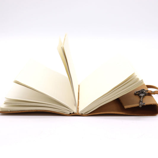 Oiled Tan Leather & Key - 200 pages - 13x18cm - Luna Panther