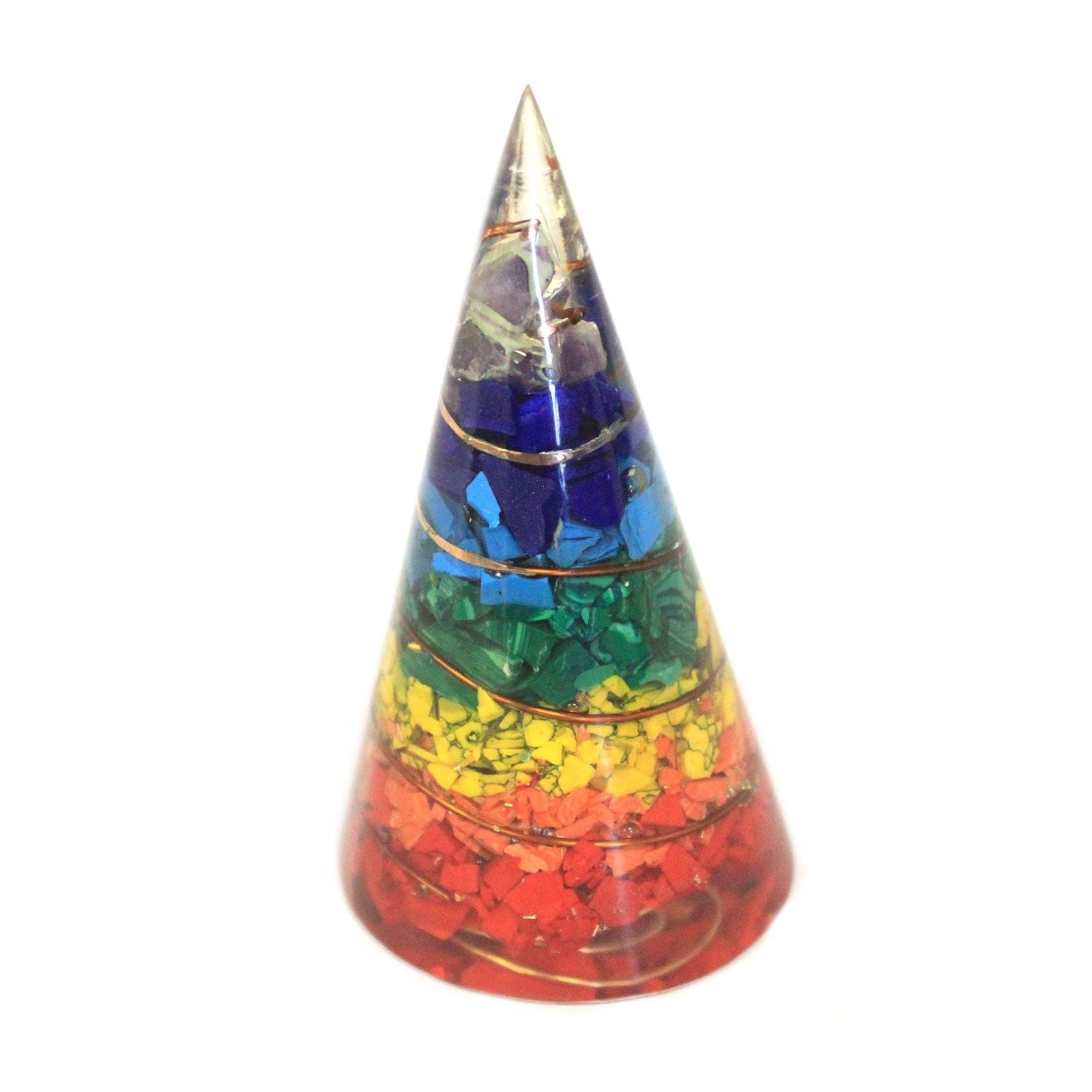 Polished Orgonite Cone - 80mm - Multichip featuring natural patterning and unique variations - Luna Panther