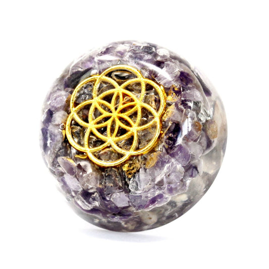 Polished Orgonite Desk Power Packs - Amethyst Dome featuring rich purple colour and natural clarity - Luna Panther