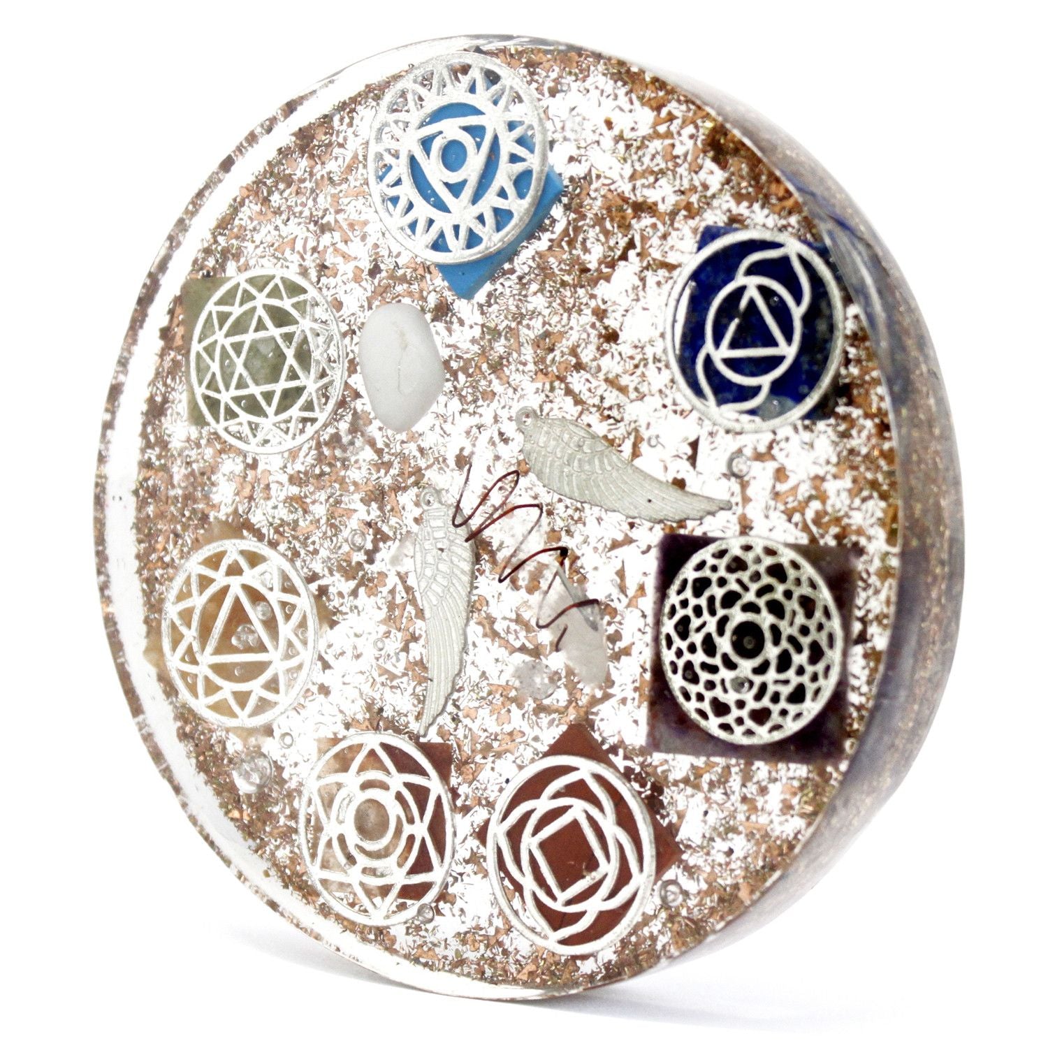 Polished Orgonite Desk Power Packs - Angel Chakra - Lrg featuring natural patterning and unique variations - Luna Panther
