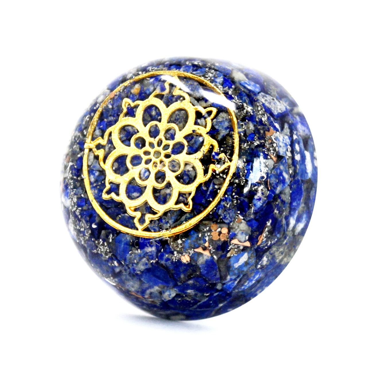 Polished Orgonite Desk Power Packs - Lapis Dome featuring royal blue tone with gold flecks - Luna Panther