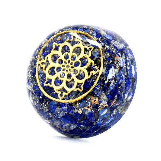 Polished Orgonite Desk Power Packs - Lapis Dome featuring royal blue tone with gold flecks - Luna Panther
