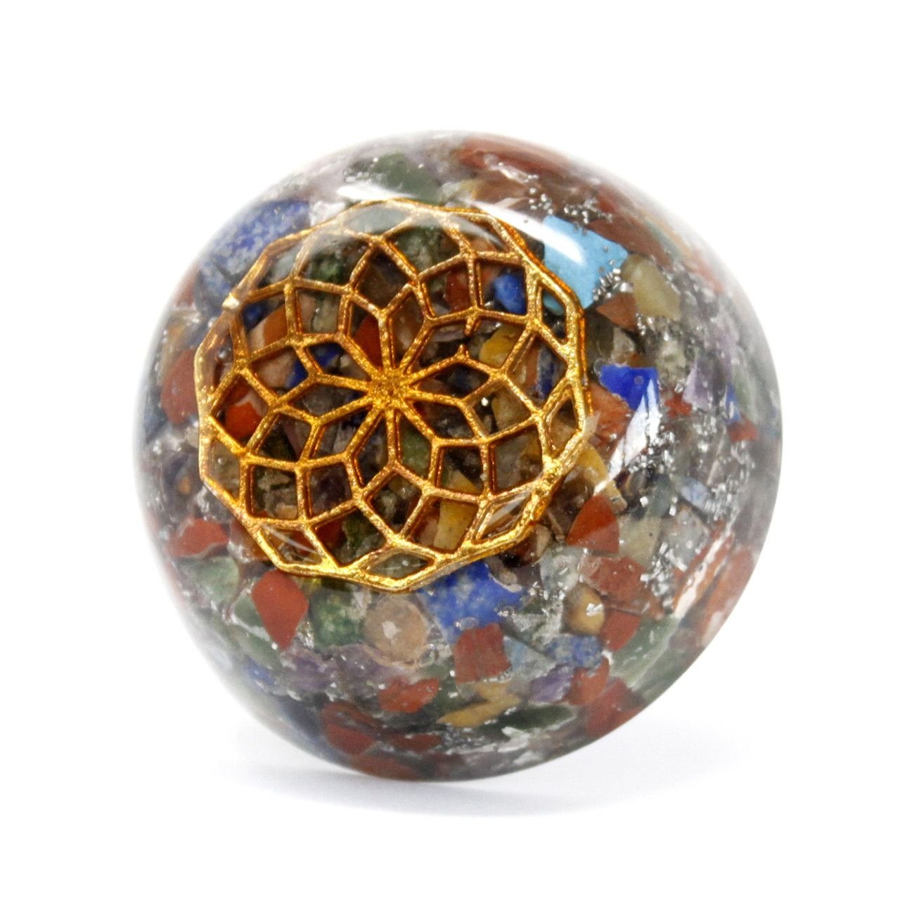 Polished Orgonite Desk Power Packs - Multi Stone Dome featuring natural patterning and unique variations - Luna Panther