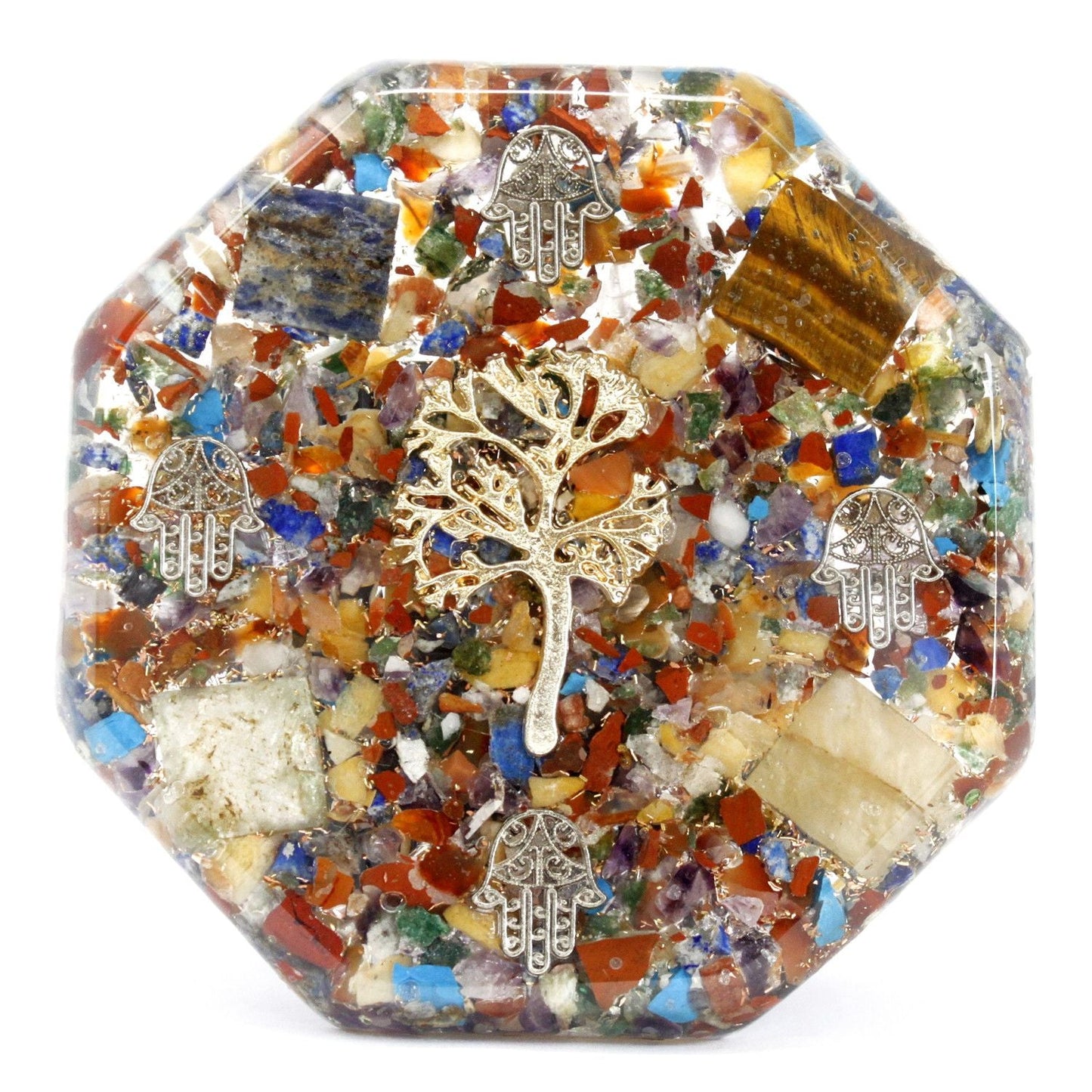 Polished Orgonite Desk Power Packs - Tree of Life - Lrg featuring natural patterning and unique variations - Luna Panther