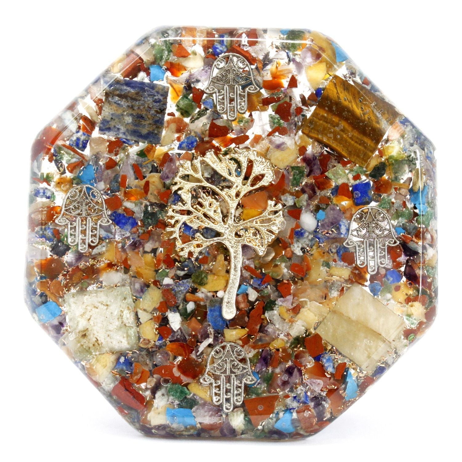 Polished Orgonite Desk Power Packs - Tree of Life - Lrg featuring natural patterning and unique variations - Luna Panther