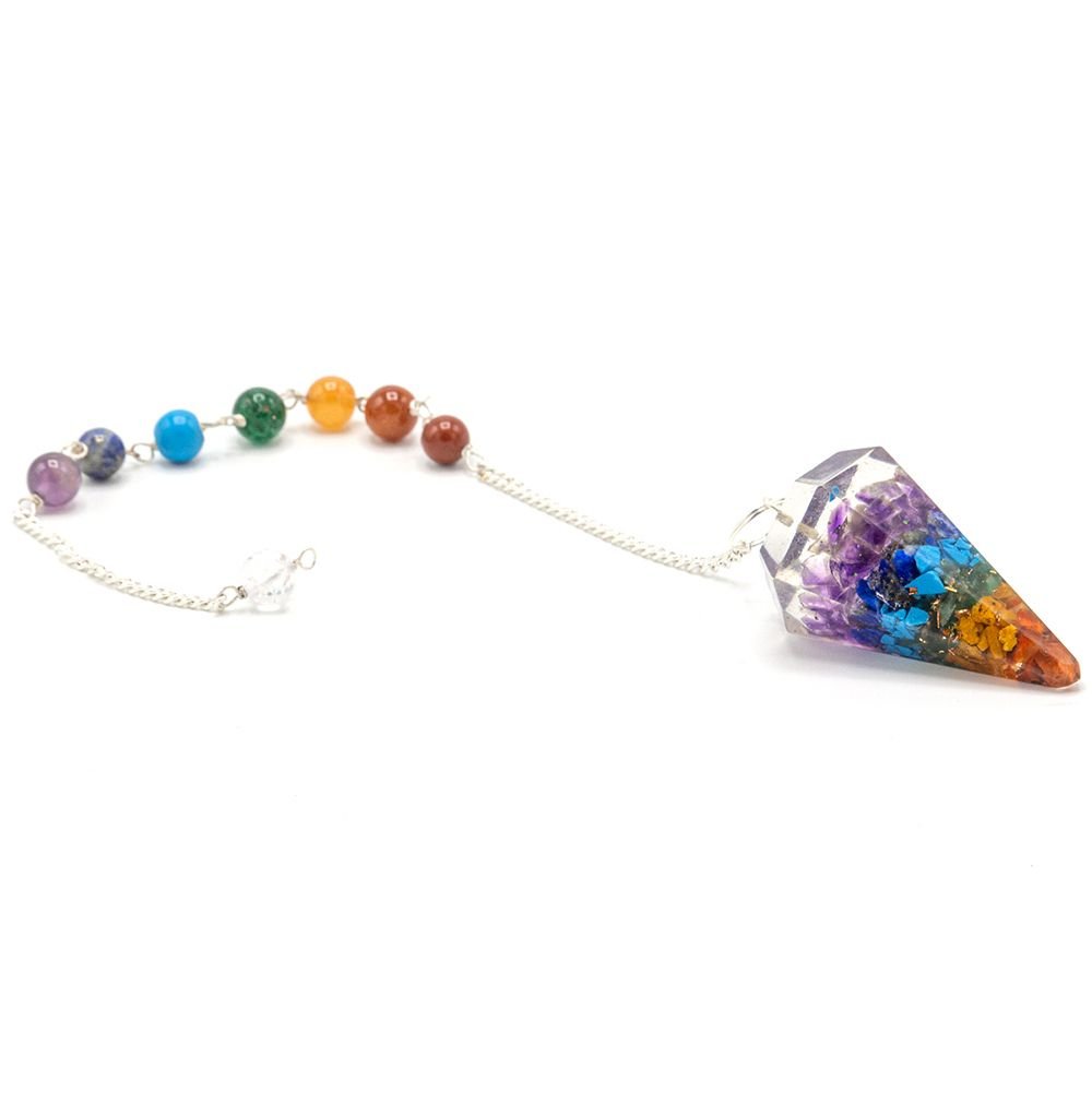 Polished Orgonite Power Chakra Pendulum - Chakra featuring natural patterning and unique variations - Luna Panther