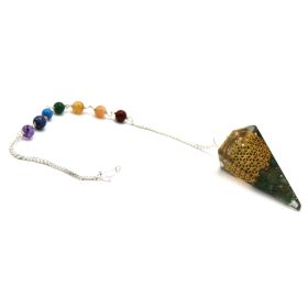 Polished Orgonite Power Chakra Pendulum - Flower of Life featuring natural patterning and unique variations - Luna Panther