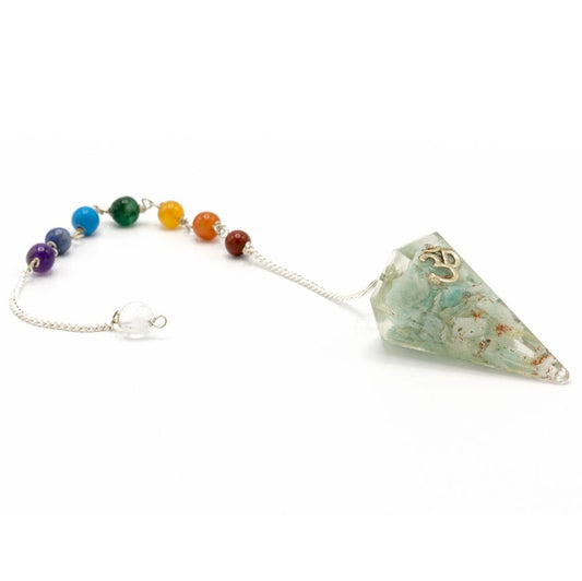 Polished Orgonite Power Chakra Pendulum - Om featuring natural patterning and unique variations - Luna Panther