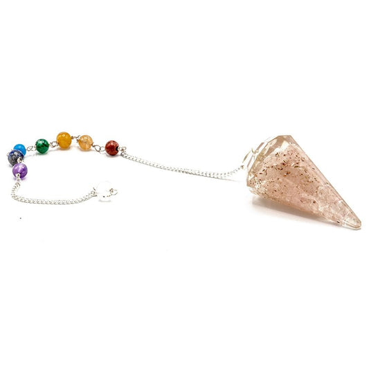 Polished Orgonite Power Chakra Pendulum - Rose Quartz featuring soft pink tone and gentle translucence - Luna Panther
